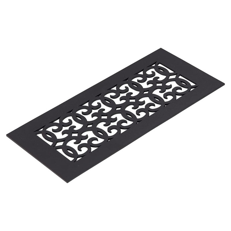 Grille d'aération Reggio Registral Versailles sans trous de fixation et rebord inférieur, 6 po x 12 po, Noir