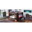 Full Size Multifunctional Bunk Bed with LED Light, Desk, Bookshelves, and Drawers for Gaming and Space Efficiency