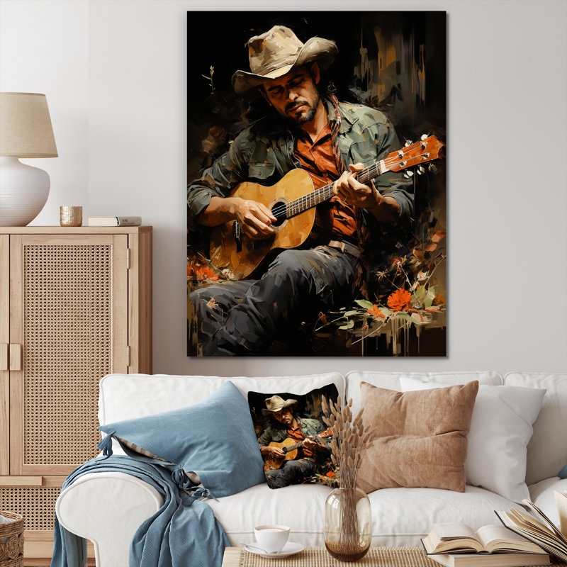 «Country Music Singer In Rustic Browns», reproduction sur toile, Toile tendue, H 40 po x l 30 po