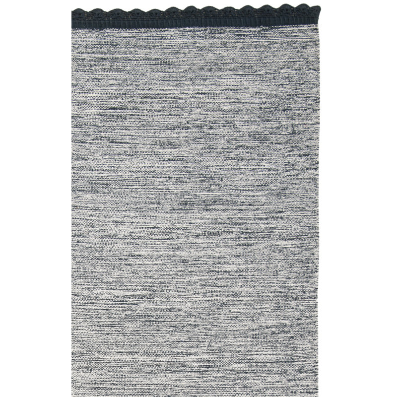 Tapis bleu marine en coton tissé à plat à la main Mohnton, Tapis de couloir 2 pi 3 po x 7 pi