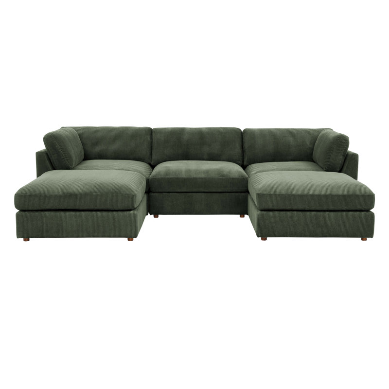 Canapé modulaire en velours côtelé Alderrdeen, Vert foncé