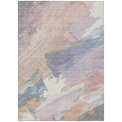 Tapis intérieur / extérieur rose Kazimia 