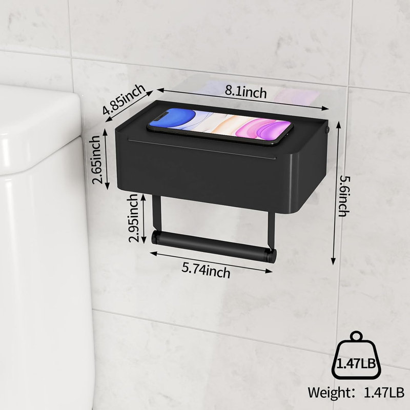 Porte-papier hygiénique avec tablette, fini mat