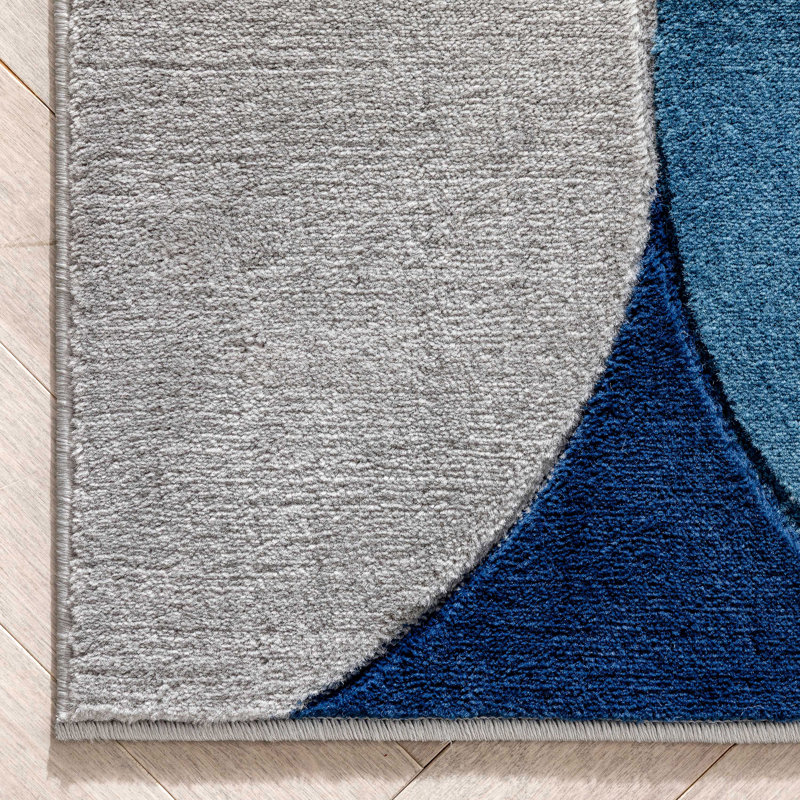 Well Woven Helena Blue Mid-Century Modern Abstract Geometric 3D Textured Rug, Runner 2'7" x 9'10"