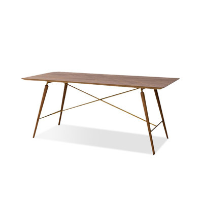 Modern Nut-Brown Rectangular Solid Wood Dining Table