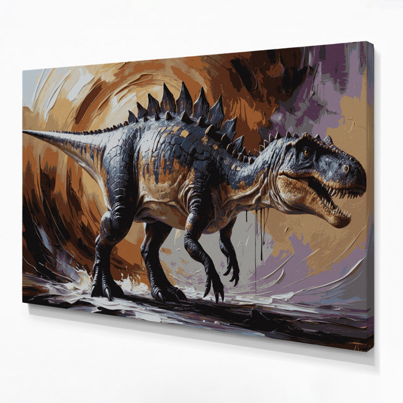 Art mural sur toile brun dinosaure, H 16 po x l 20 po