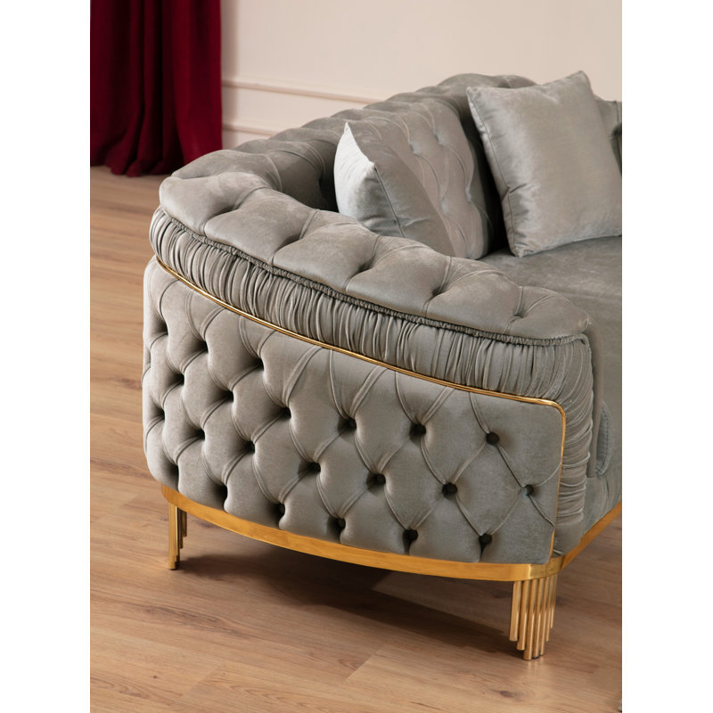 Valorie 72'' Velvet Loveseat, Taupe Velvet