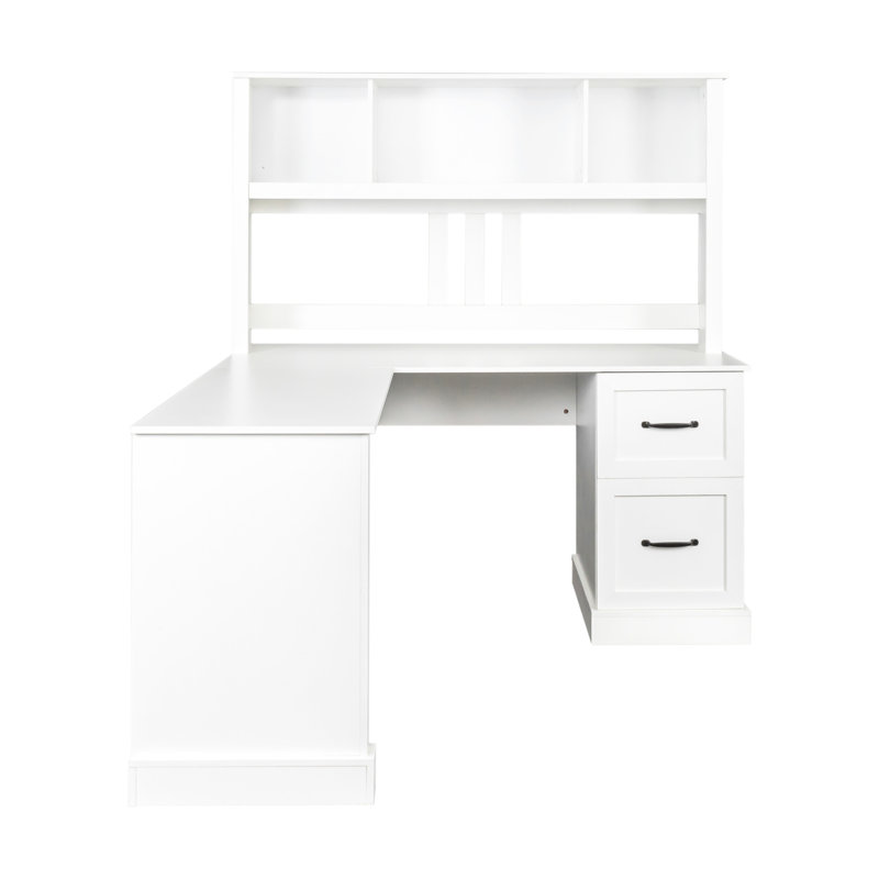 Bureau à domicile avec couleur blanche antique, grand espace de rangement, 2 tablettes, 2 grands tiroirs, facile à nettoyer, vaste espace de salon, ordinateur blanc, rangement, surface à gratter, espace spacieux
