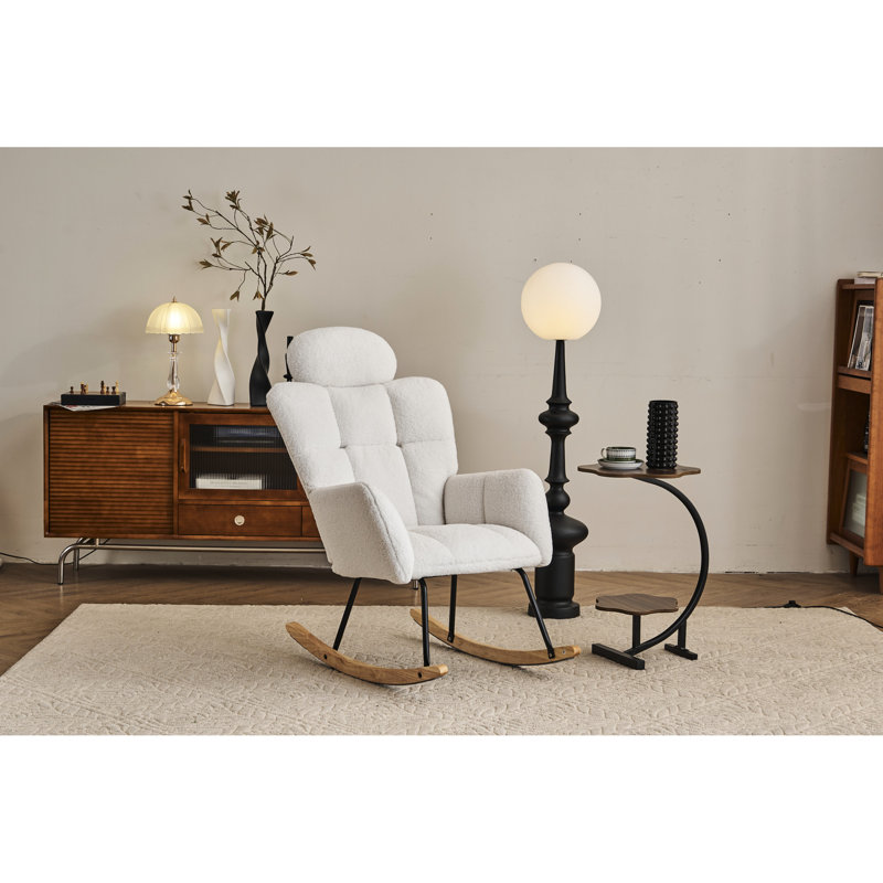 Chaise berçante avec dossier haut Yisroel, Ivoire ivoire