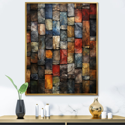Carreaux colorés de couleurs terre I - art mural abstrait
