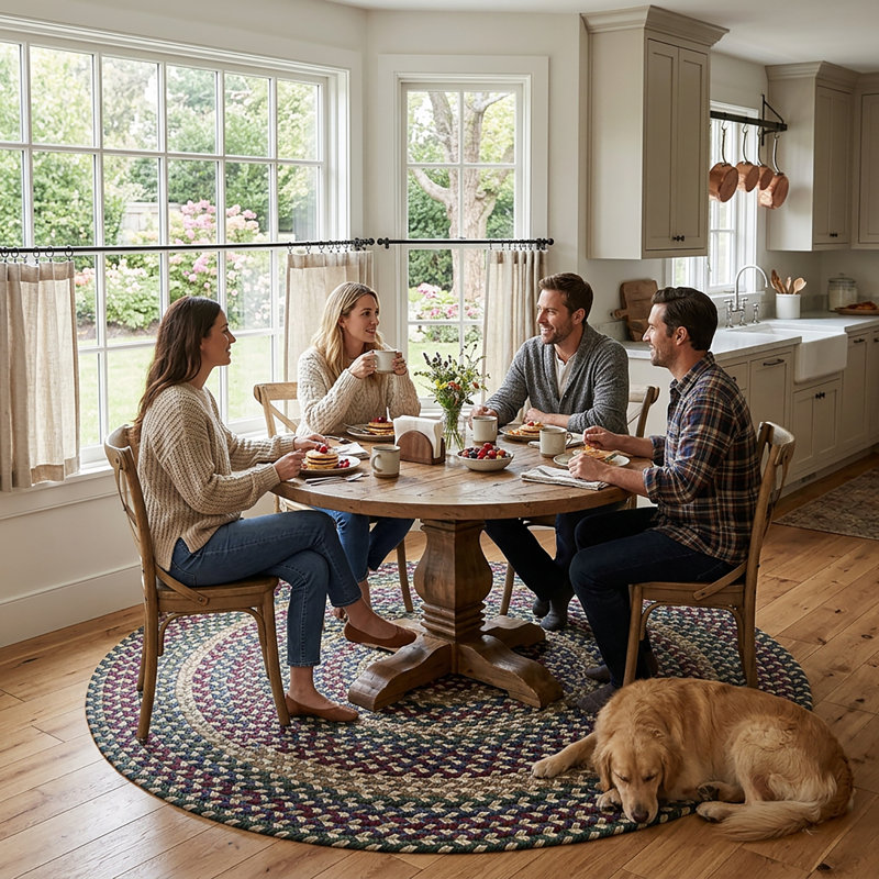 Tapis d'intérieur réversible et multicolore en nylon tressé, polyester et laine Walnut Cove