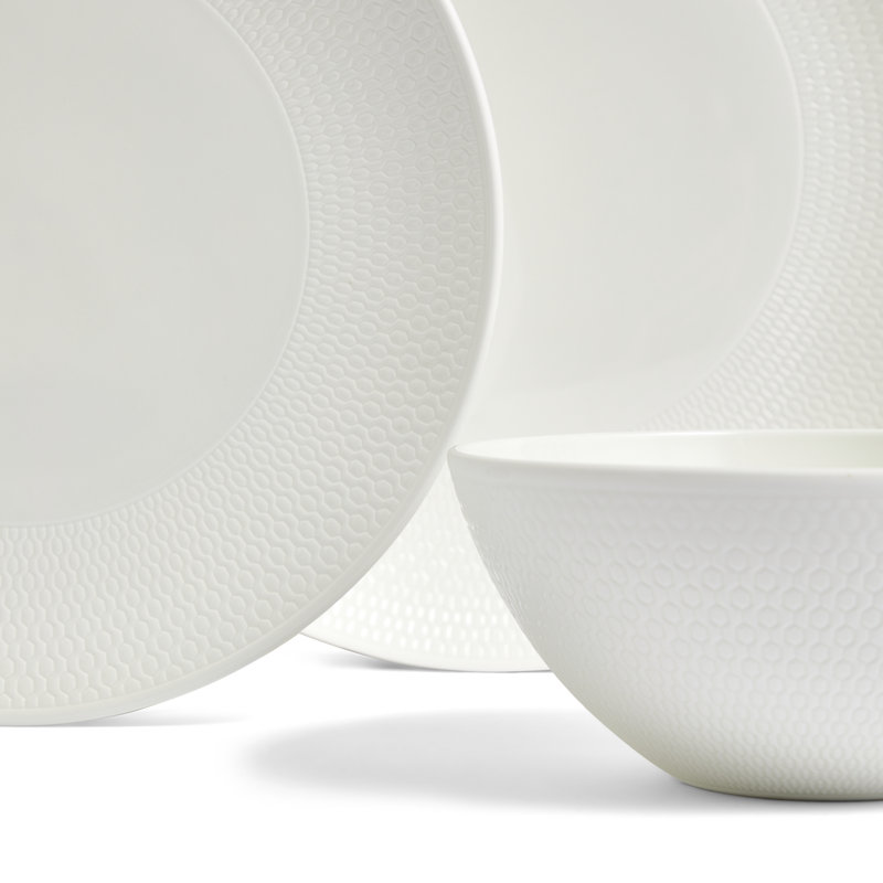 Elegant White Porcelain 12-Piece Dinnerware Set for 4