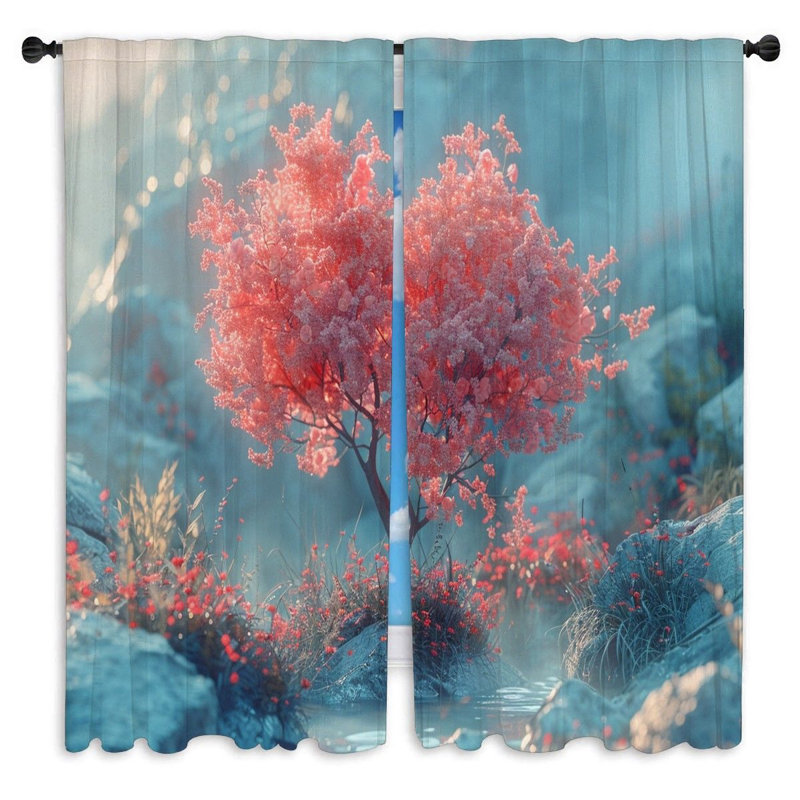 Rideaux pour fenêtre Blossoming Tree - 2 panneaux, L 20 po x L 52 po