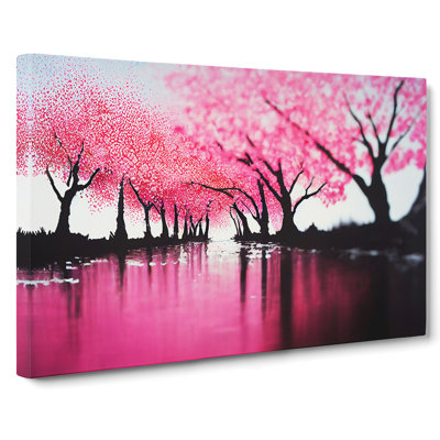 Cherry Blossom Tree Park - Wrapped Canvas