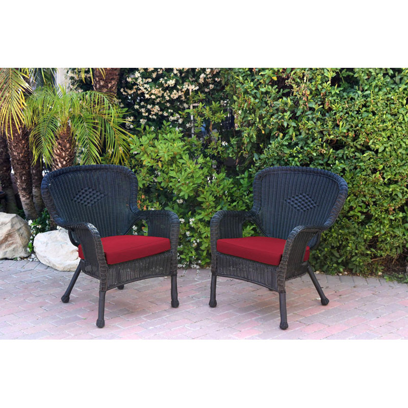 Batchelder Wicker Outdoor Lounge Chair, Red, Black