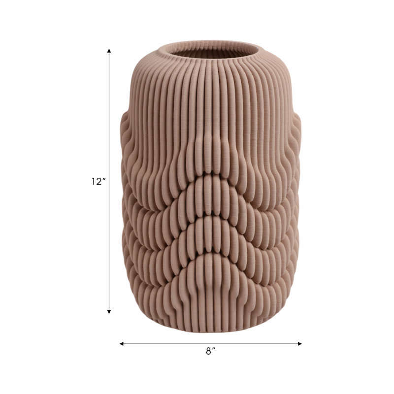 Sagebrook Home 15" Ethos Large 3D Printed Porcelain Vase, 12" H x 8" W x 8" D