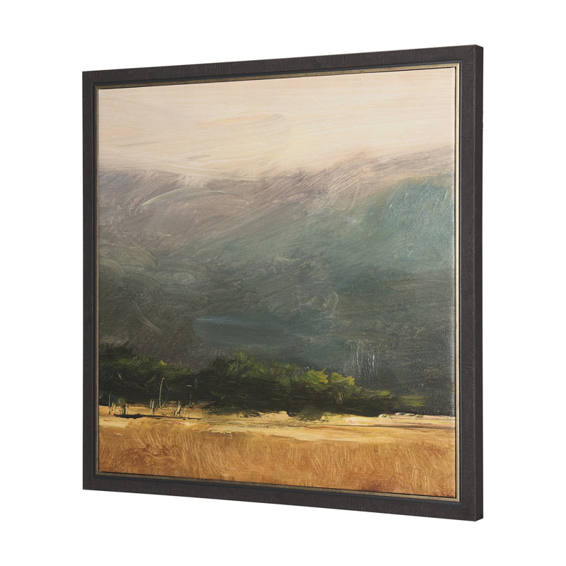 Toile texturée décorée à la main Haze Landscape a Hand, Cadre photo noir, H 32,5 po x l 97,5 po x P 1,5 po