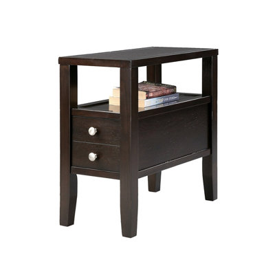 Table de bout en bois, 2 tiroirs, design traditionnel