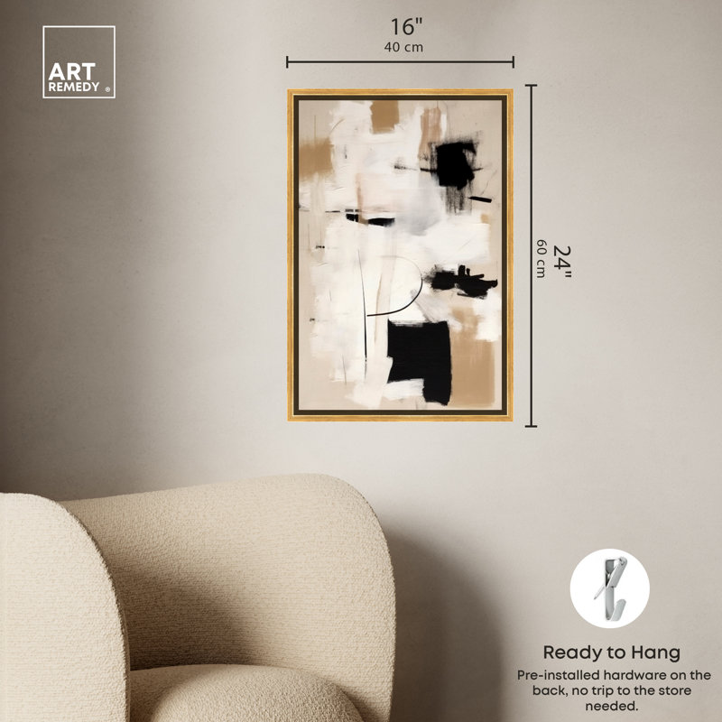 «Robot P pièces Dreamy II Earthy Boho», art mural abstrait par Ivy Bronx, Cadre noir, H 37 po x l 25 po