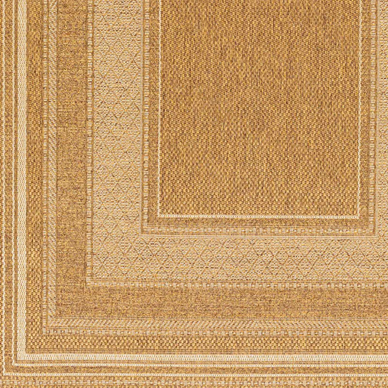 Brown Modern Outdoor Rug, Bordered Stain Resistant Easy to Clean Rug For Patio, Balcony, Decks & Garden