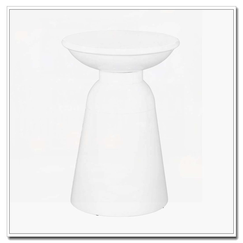 Table de bout d'extérieur en métal, Blanc