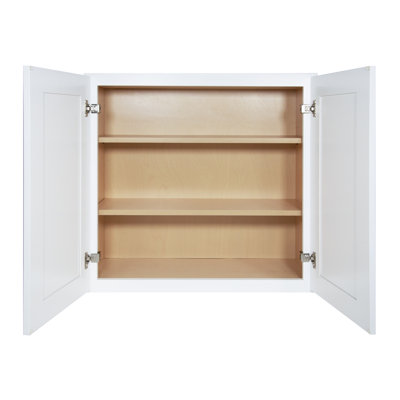 Armoire murale à 2 portes et 2 tablettes l 36 po x H 36 po x P 12 po blanc Prêt à assembler (RTA)