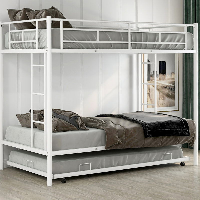 Lit simple superposé au-dessus d'un lit gigogne, blanc - option d'escalade sécuritaire pour toutes les pièces, Blanc