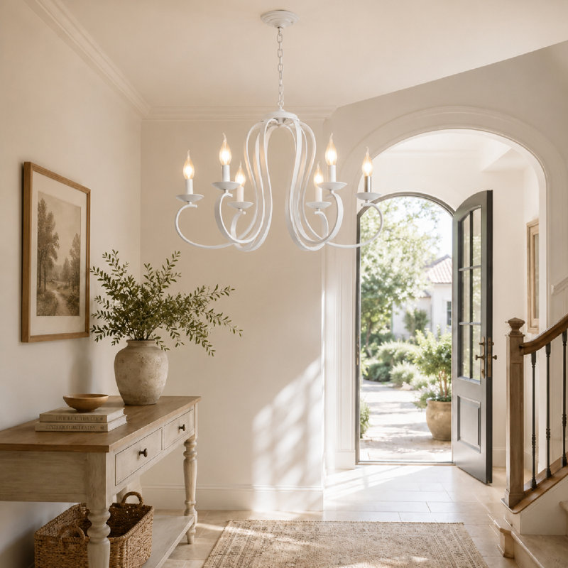 Kulpsville 6 - Light Candle Style Chandelier, White