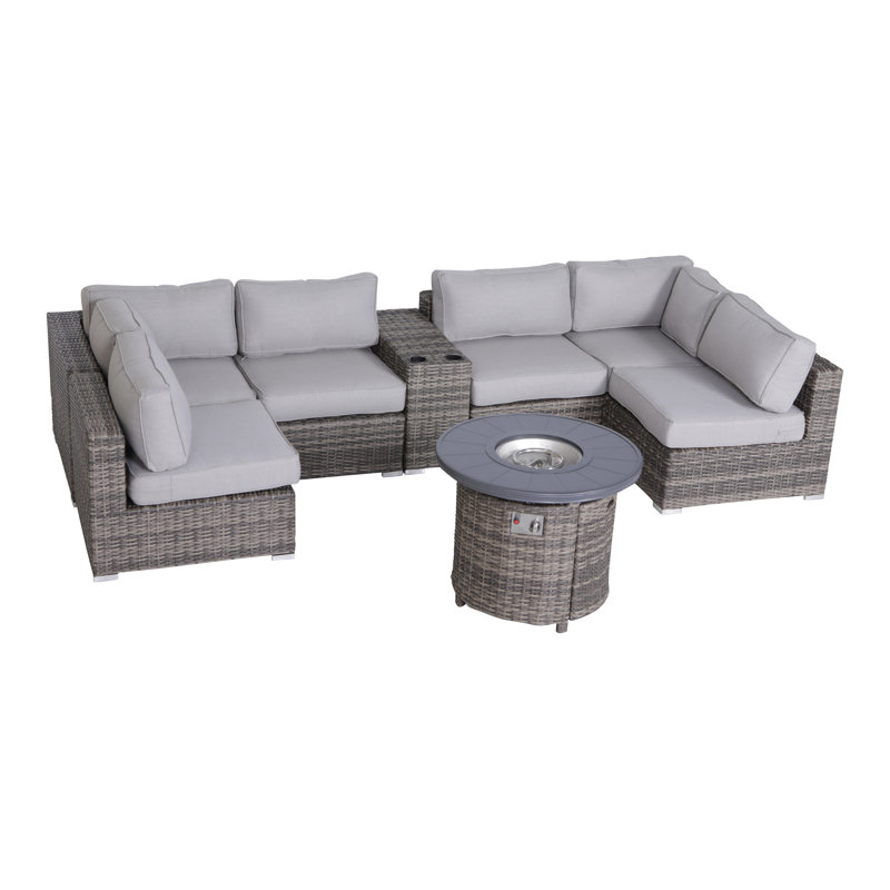 Ensemble de conversation modulaire avec coussins 8 pièces Biles Gray