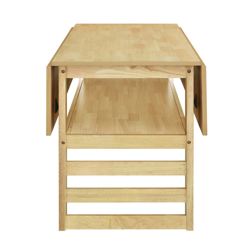 Ensemble de table de salle à manger extensible moderne en bois 5 pièces avec deux abattants, tablette de rangement compacte et chaises rembourrées pour 4