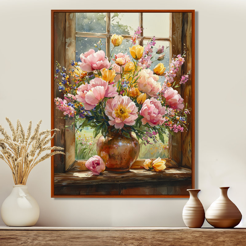 Alberty - décoration murale florale, Brun, H 32 po x l 24 po, Reproduction encadrée sans passe-partout