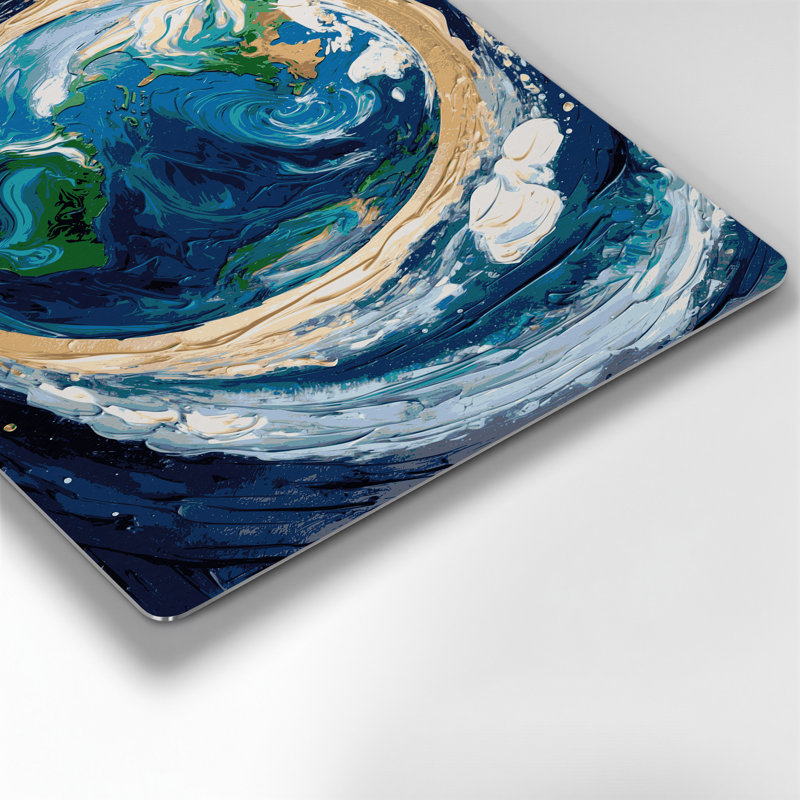 «Space Earth from Space», art mural en métal bleu, H 240 po x l 288 po x P 0,05 po