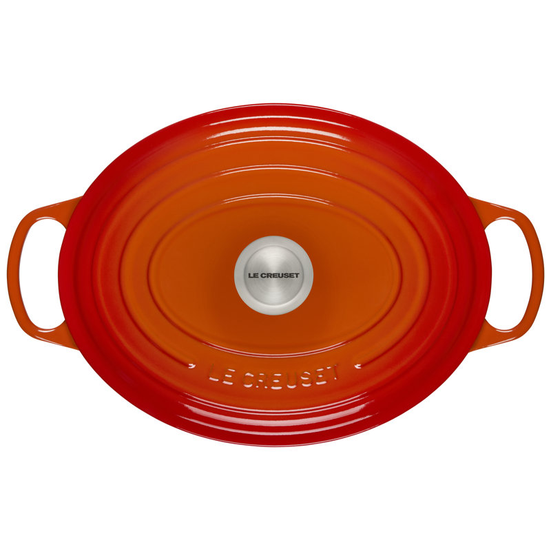 Le Creuset Enameled Cast Iron Oval Dutch Oven with Lid, 9.5 quarts, Flame/Silver