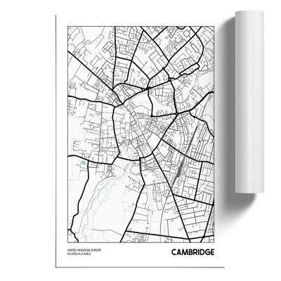 Map Cambridge UK - Frameless Print