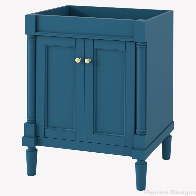 Base de meuble-lavabo simple 23,5 po seulement, Bleu, Or