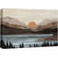 «Western Wood Effect Landscape Mountain Range Lake Trees Nature Abstract Artwork Living Room Decor on Canvas Print-93388836-93388835