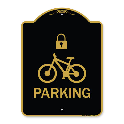 Signmission Designer Series Sign - Parking (With Cycle And Lock Symbol) | Green & White 18" X 24" Heavy-Gauge Aluminum Architectural Sign | Protect Your Business & Municipality | Made In The USA