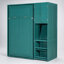 Twin Rotating Wall Murphy Bed with Bookshelf, Top Cabinet, Extendable Desk and Side Storage, Teal