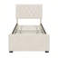 Lit plateforme simple tapissier en tissu de lin avec lit gigogne et tête de lit ajustable rembourrée, sans sommier tapissier-753514424