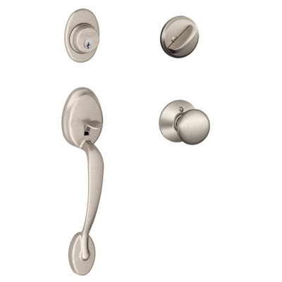Handleset with Single Cylinder Deadbolt and Door Knob and Rosette