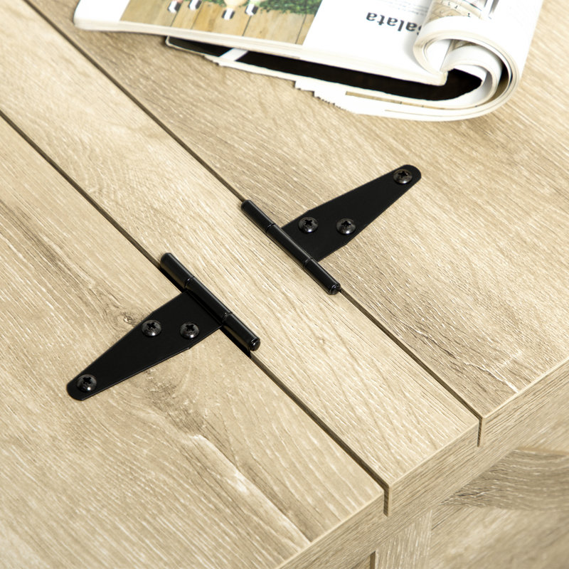 Antwinette Coffee Table, Square Center Table With Flip-Top Lids, Hidden Storage Compartment And Wooden Legs, Oak, Oak