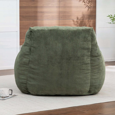Fauteuil à billes surdimensionné en velours côtelé pour adultes et adolescents avec rembourrage en mousse à mémoire de forme, dossier et accoudoirs