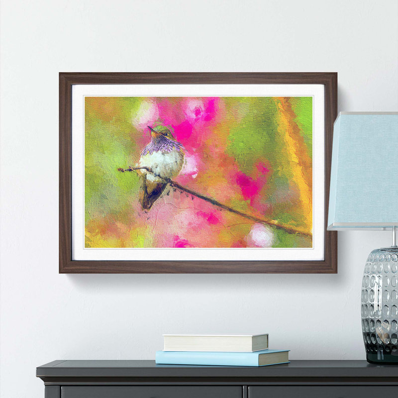 Hummingbird - Framed Print, 48cm H x 65cm W x 2cm D, Walnut Framed
