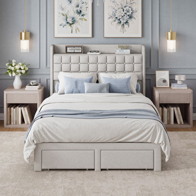 Avelyn 3-Piece Bedroom Set With Storage Platform Bed And 2 Fluted Nightstands