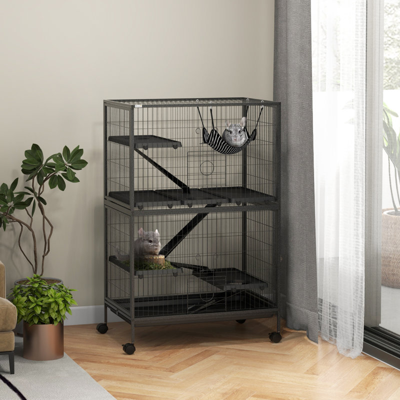 Cage à petits animaux avec rampe Susanna, Noir, noir, noir, noir, 44.75" H x 20.5" W x 20.5" D