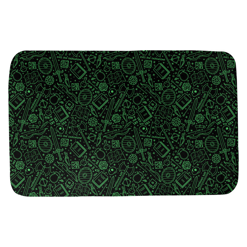 Tapis pour salle de bain rpg Leffel, l 17 po x L 24 po, Noir / Vert