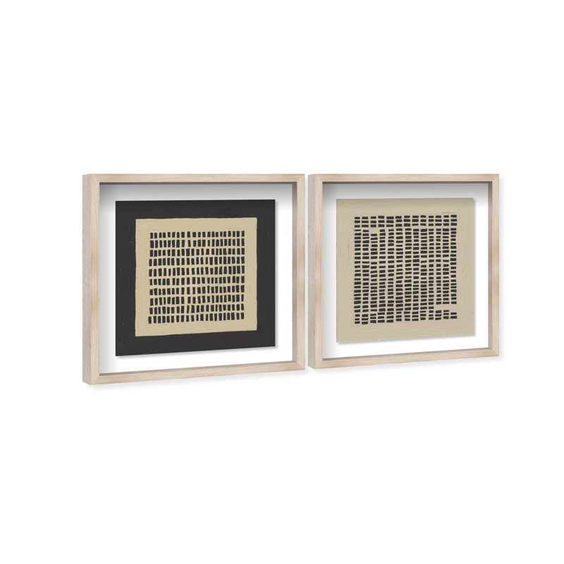 Tiny Windows Set Shadowbox Abstract Print by Oliver Gal, Black Frame, 12 x 12, 17.5"H x 17.5"W, Natural Oak Shadowbox