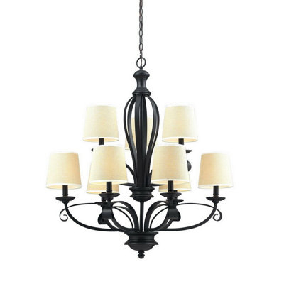 Lustre classique 9 lumières à abat-jour Paradkar