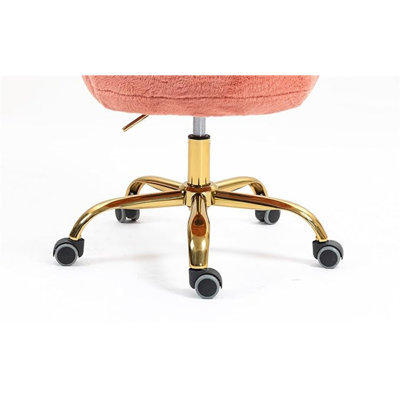 ZOBIDO Comfy Home Office Task Chair with Wheels, Cute Modern Upholstered Velvet Seashell Back Adjustable Swivel Vanity Desk Chair, for Women,for Girls, Living Room, Bedroom(Rabbit velvet coral orange)