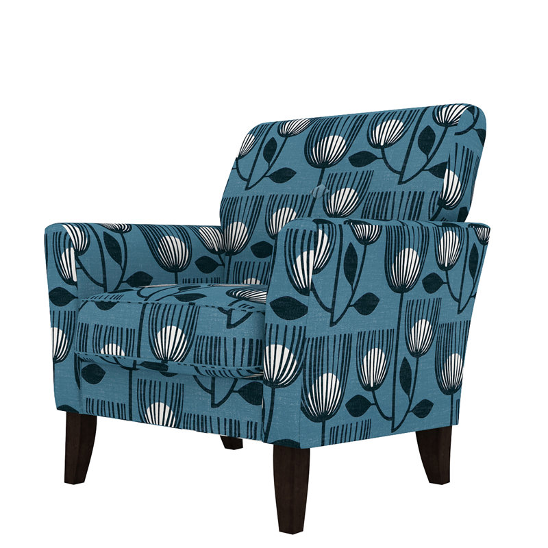 Fauteuil en polyester Devillage, 100 % polyester à motif floral bleu marine modern